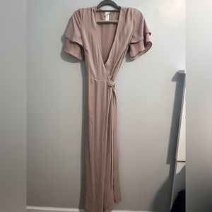 H&M Tan Maxi Wrap Dress